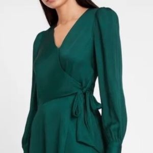 Satin flows wrap dress
